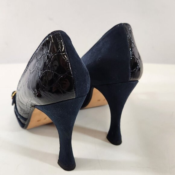 Amante Spain Dark Blue Suede Leather Heel Womens 7M Used With Shoe Bag - Picture 7 of 12